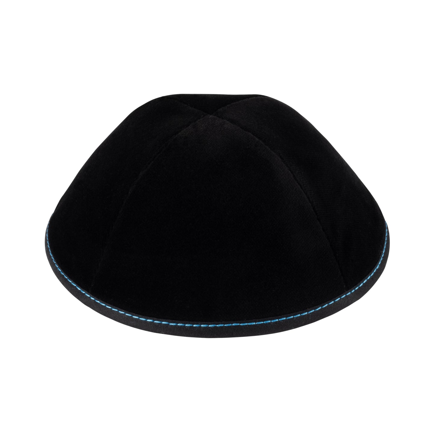 Black Velvet with Dark Blue Stitching Yarmulka