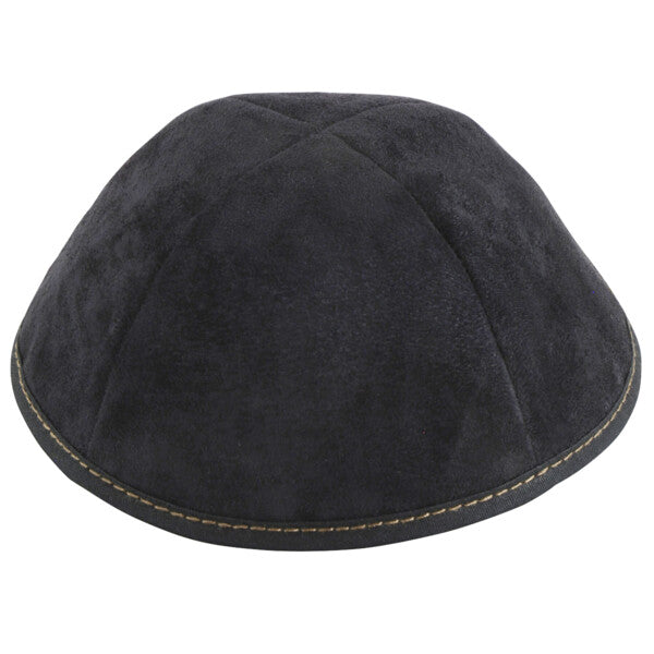 Black Suede with Tan Stitching Yarmulka