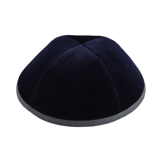 Navy Velvet with Dark Grey Rim Yarmulka