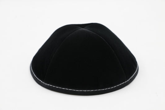 Black Velvet with White Stitching Yarmulka