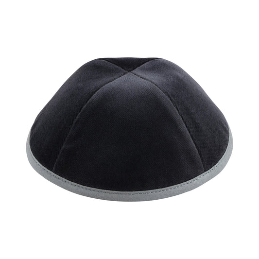 Grey Velvet with Light Grey Rim Yarmulka