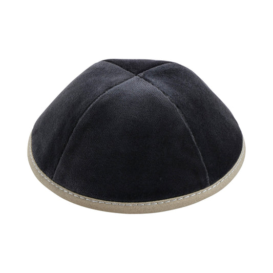 Grey Velvet with Taupe Rim Yarmulka