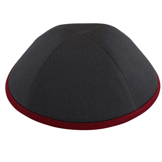 Grey Cotton with Red Rim Yarmulka