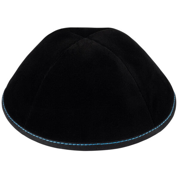 Navy Velvet with Dark Blue Stitching Yarmulka