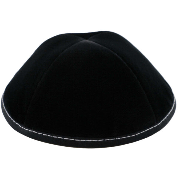 Black Velvet with Orange Stitching Yarmulka