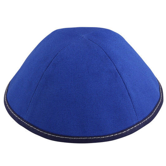 Royal Blue Cotton with Navy Rim & Grey Stitching Yarmulka