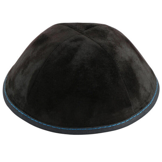 Black Suede with Blue Stitching Yarmulka