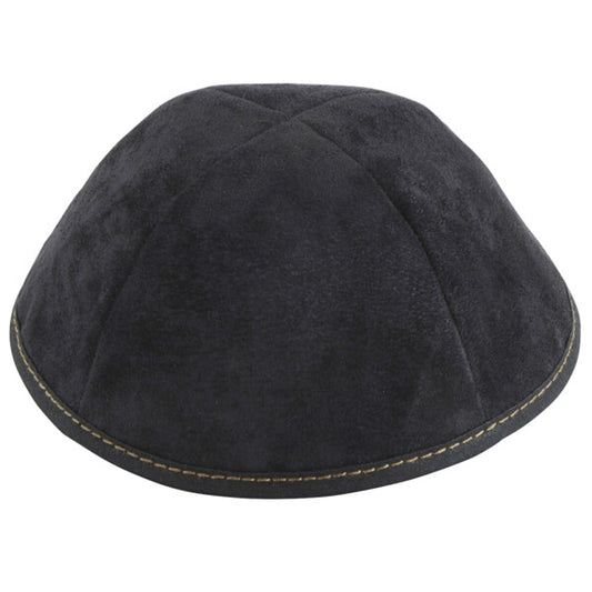 Black Suede with Tan Stitching Yarmulka