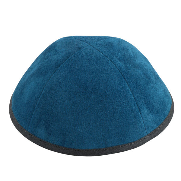 Teal Suede with Grey Rim Yarmulka