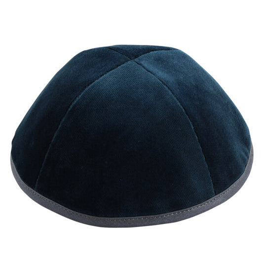 Teal Velour with Dark Grey Rim Yarmulka