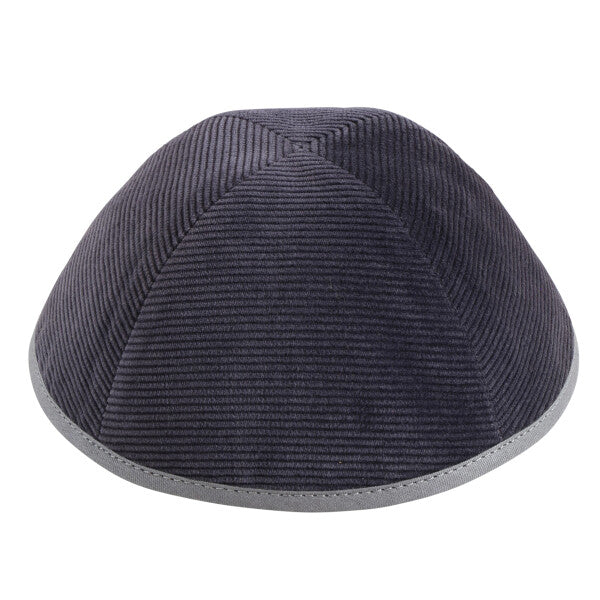 Grey Corduroy with Light Grey Rim Yarmulka