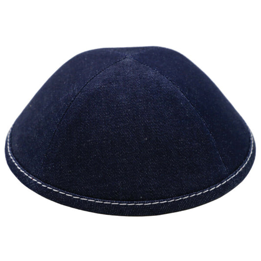 Dark Blue Denim with White Stitching Yarmulka