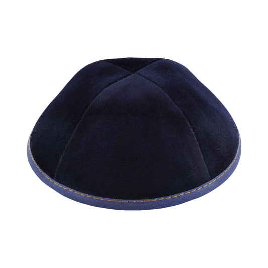 Navy Velvet with Maroon Stitching Yarmulka