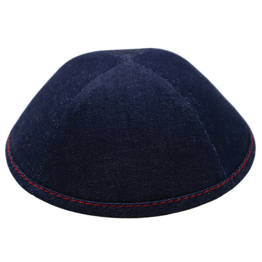 Dark Blue Denim with Red Stitching Yarmulka