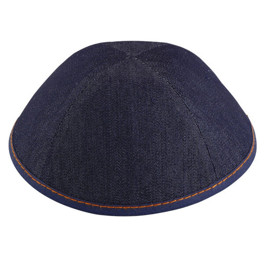 Dark Blue Denim with Orange Stitching Yarmulka