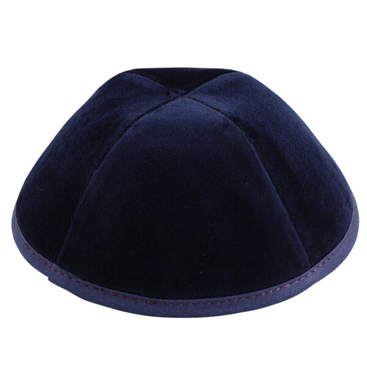 Navy Velvet with Maroon Stitching Yarmulka