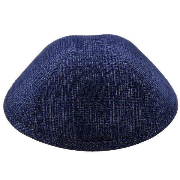 Navy & Light Blue Plaid Suit Yarmulka