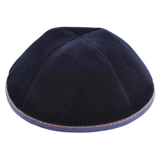 Navy Velvet with Orange Stitching Yarmulka