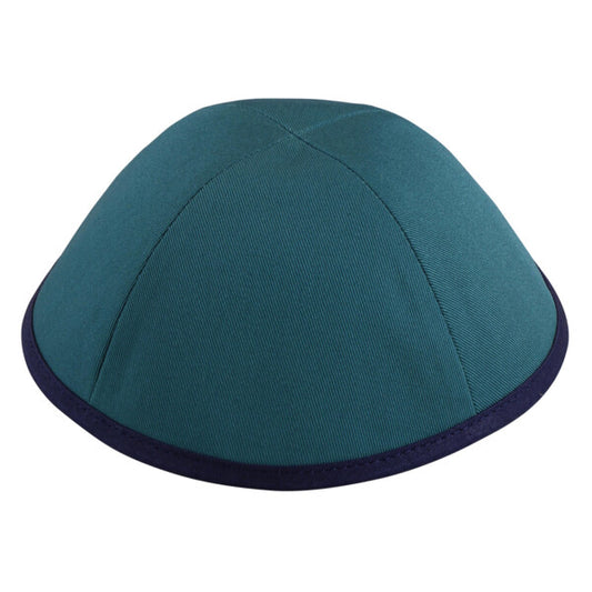 Teal Cotton with Navy Rim Yarmulka