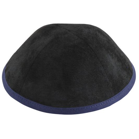 Black Suede Navy Rim Yarmulka