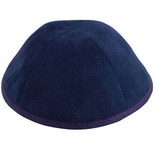 Navy Suede with Maroon Stitching Yarmulka
