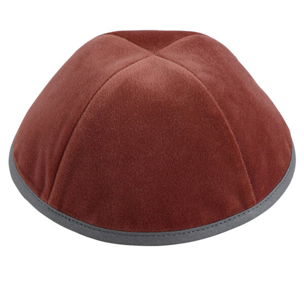 Mauve Velour with Light Grey Rim Yarmulka
